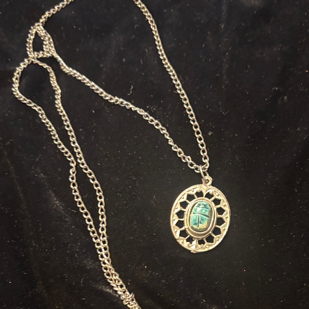 Silver and turquoise bead Pendant Necklace